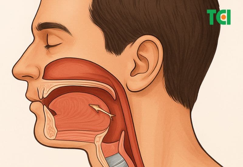 Xương cá có thể mắc kẹt ở niêm mạc cổ họng hoặc thực quản.