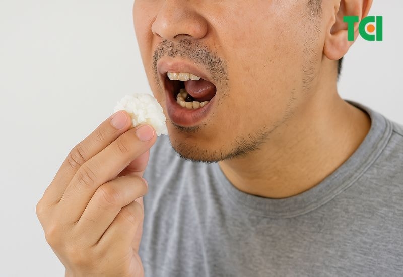 Một trong những cách xử lý hóc xương cá nhỏ tại nhà phổ biến nhất là nuốt một miếng thực phẩm mềm và dính để đẩy xương xuống dạ dày.