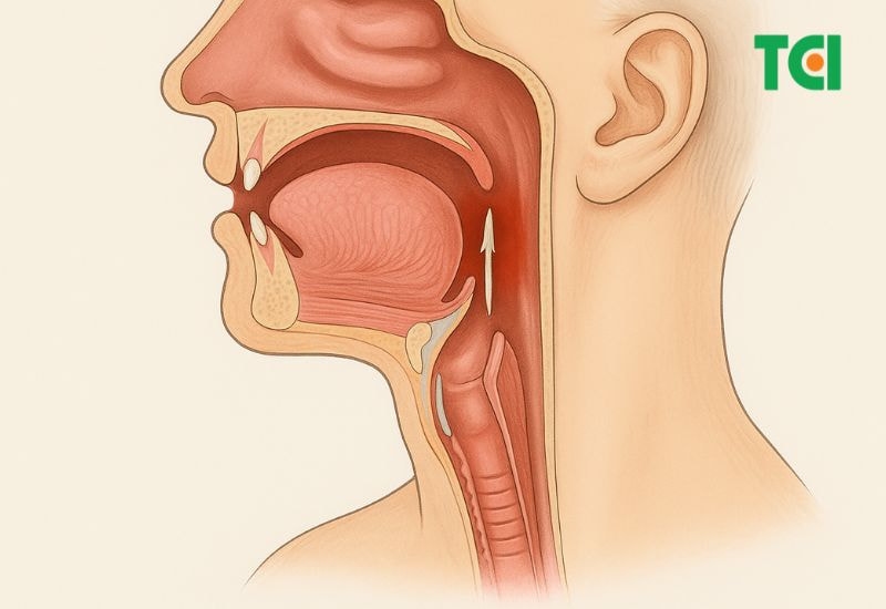 Xương mắc sâu hoặc nằm ở vị trí gần thanh quản hoặc thực quản có thể gây đau lan ra các vùng lân cận.