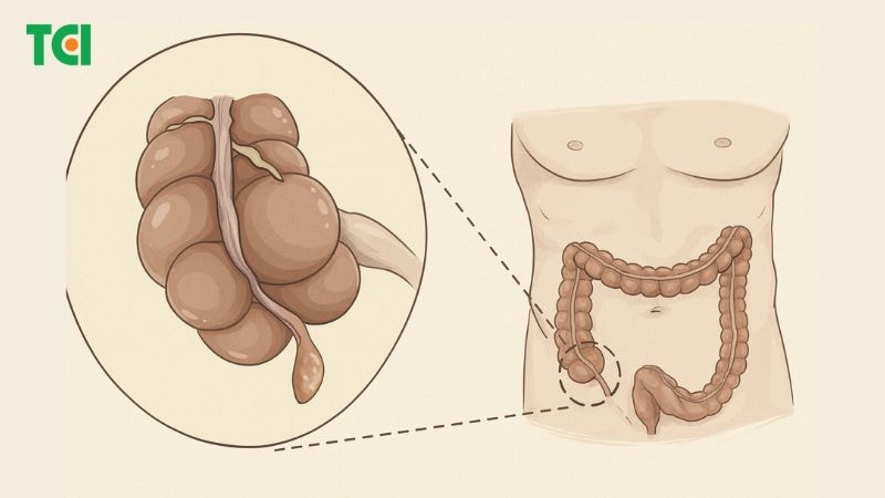 Vị trí ruột thừa trong ổ bụng