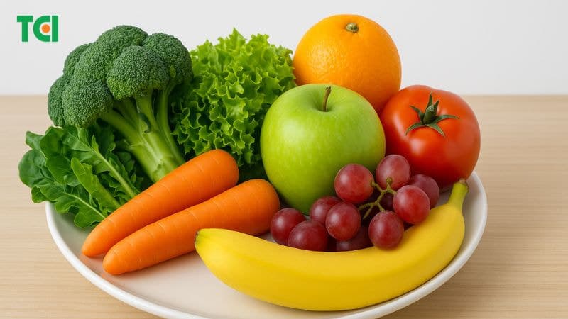 Ăn nhiều rau xanh và trái cây tươi giúp giảm nguy cơ đau ruột thừa