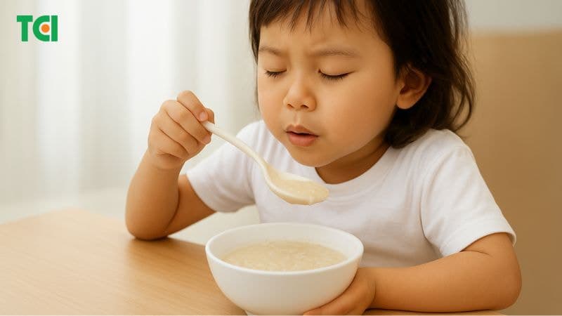 Sau phẫu thuật nên cho trẻ ăn thức ăn dễ tiêu như cháo