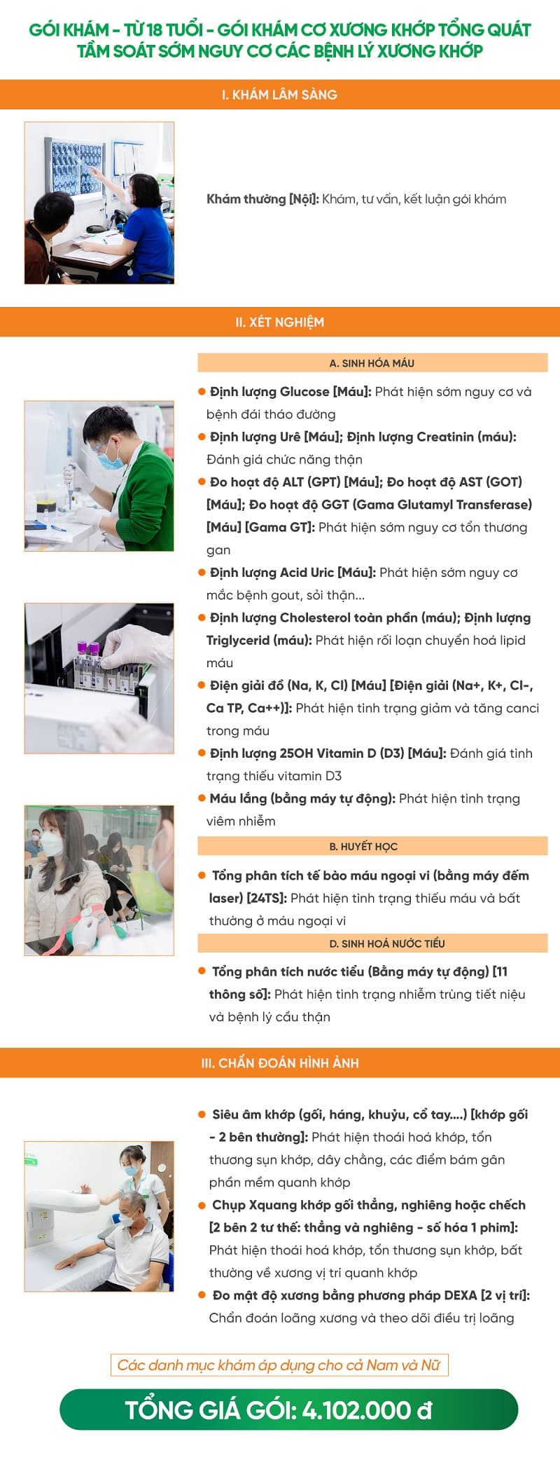 gói khám cơ xương khớp từ 18 tuổi
