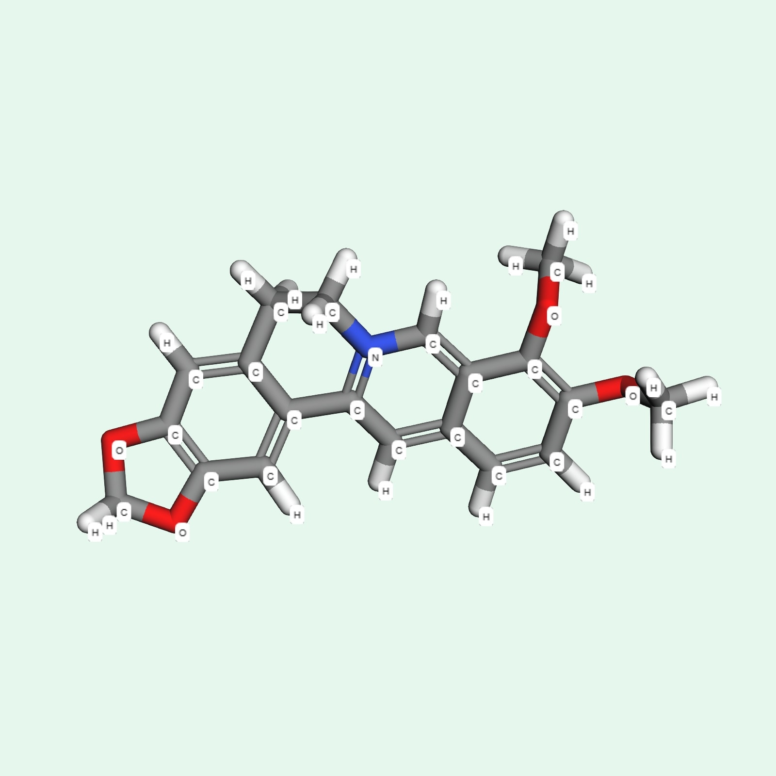 Hình ảnh cấu trúc phân tử của Berberine