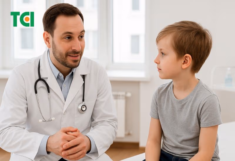 Phụ huynh có thể đưa trẻ đến bệnh viện để được bác sĩ chuyên khoa thăm khám và tư vấn khi gặp tình trạng hẹp bao quy đầu.