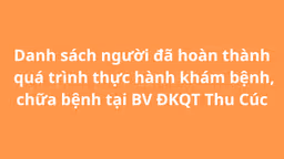 Danh sách người đã hoàn thành quá trình thực hành khám bệnh, chữa bệnh tại BV ĐKQT Thu Cúc