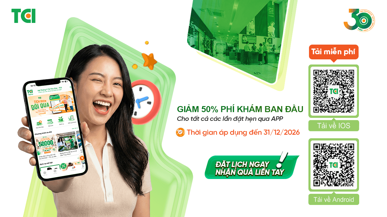 Thông báo triển khai ưu đãi đặt lịch qua App TCI Hospital