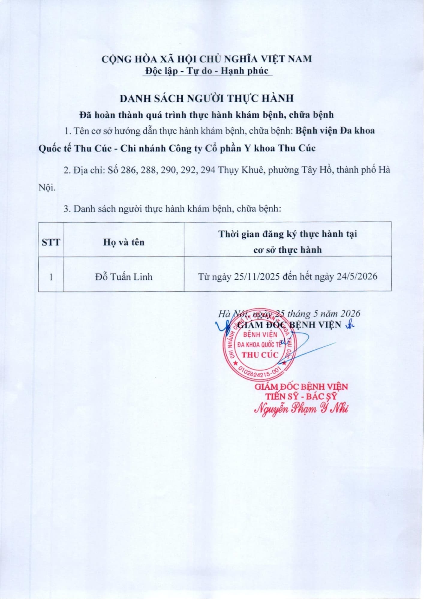 Thu Cúc công bố