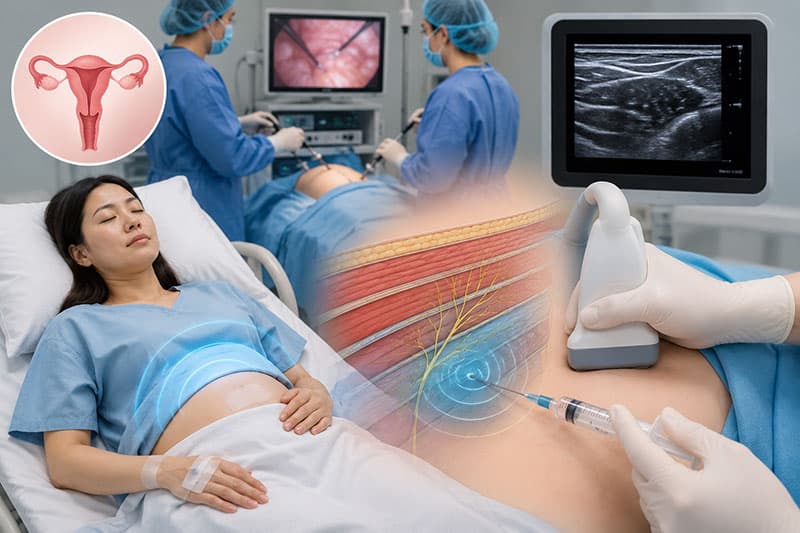 Gây tê TAP block dưới hướng dẫn siêu âm hỗ trợ kiểm soát đau thành bụng sau phẫu thuật cắt tử cung, giúp người bệnh thoải mái và phục hồi thuận lợi hơn.