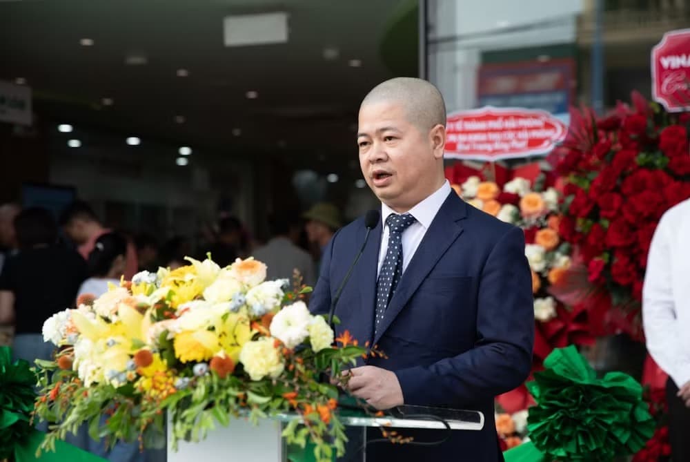 Ông Trần Mạnh Hiển - Tổng Giám đốc Hệ thống Y tế Thu Cúc phát biểu trong ngày khai trương, mong muốn Thu Cúc TCI Hải Phòng là điểm đến chăm sóc sức khỏe cho người dân