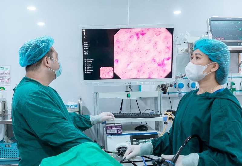 Hệ thống Endocyto 520x tại Thu Cúc TCI hỗ trợ quan sát và đánh giá tổn thương đường tiêu hóa.