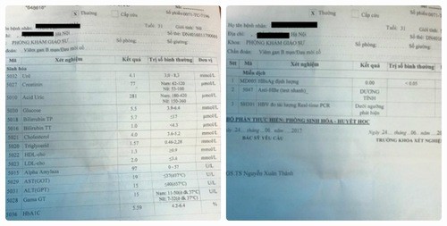 Kết quả xét nghiệm của chị N.T.H sau điều trị theo phác đồ của PGS.,TS Nguyễn Xuân Thành