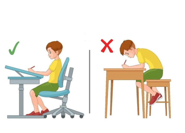 Ngồi sai tư thế là một trong những nguyên nhân hàng đầu gây nên tình trạng cận thị học đường cho trẻ