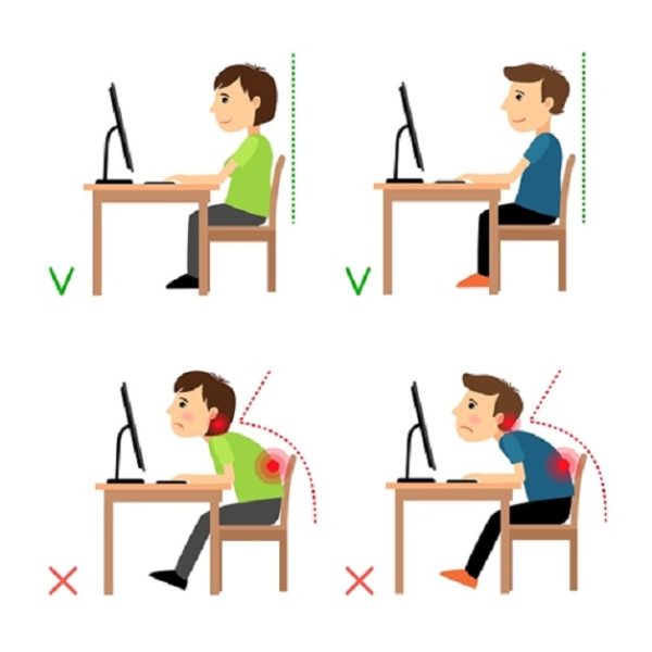 Thoái hóa cột sống cổ gây đau đầu gây ra bởi tư thế ngồi làm việc sai