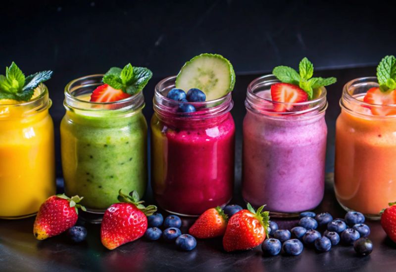 Xay sữa chua với các loại rau xanh (cải bó xôi, kale) và trái cây ít đường để tạo món sinh tố hỗ trợ giảm mỡ máu.