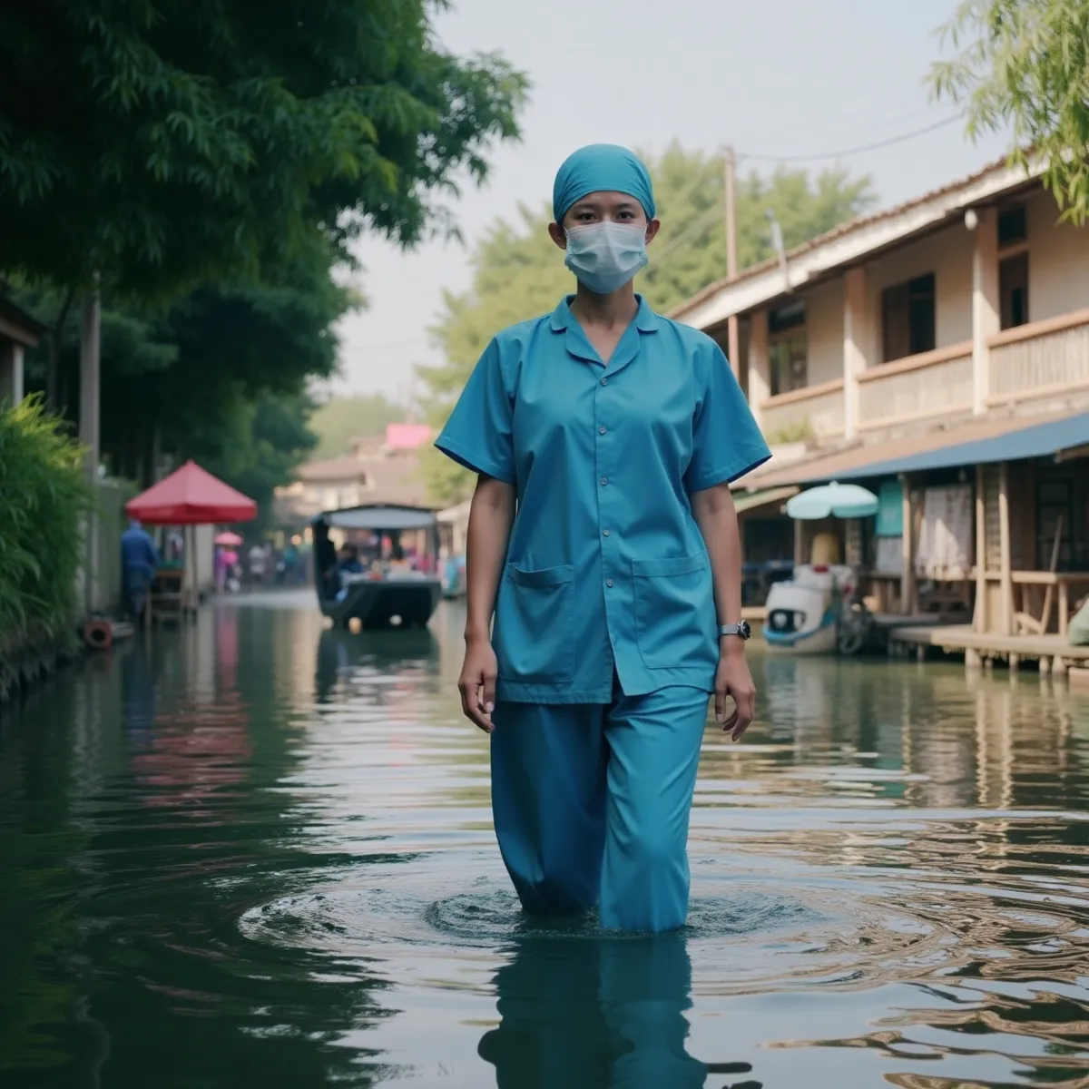 Nhân viên y tế mùa lũ